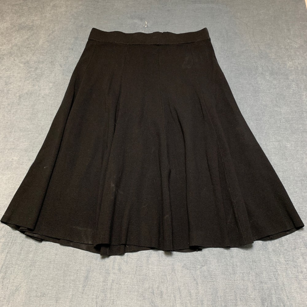 Charter Club A-Line Skirt Womens Large 35X29.5 Black Knit Stretch Ruffle Hem